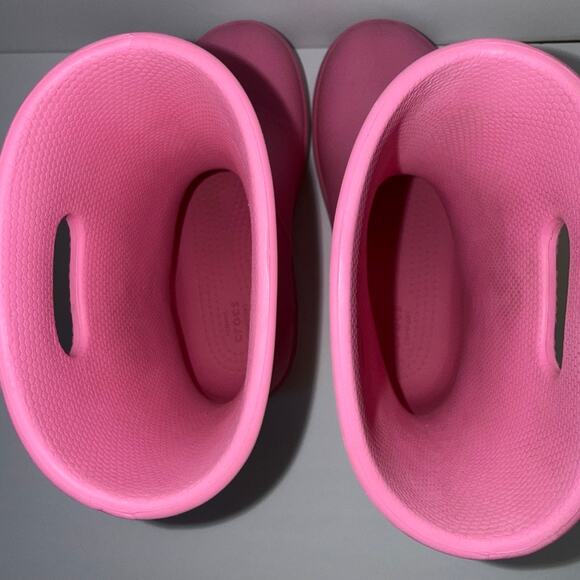 CROCS Pink Rain Boots Kids J 1 play condition dmg - Picture 9 of 12